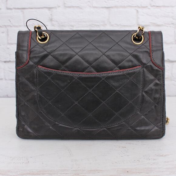 Chanel Paris Limited Two Tone Double Flap Black Lambskin Shoulder Crossbody - Picture 5 of 12